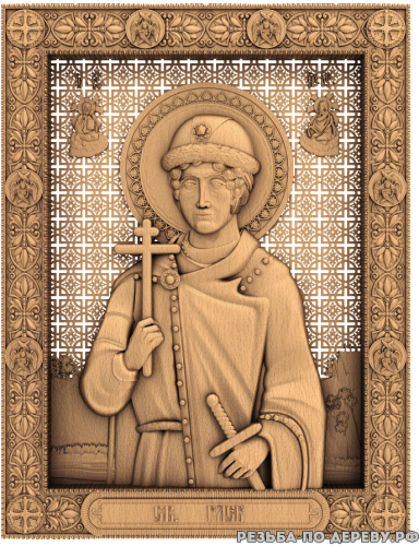 Резная икона Святой Глеб Владимирович (князь Муромский) из дерева